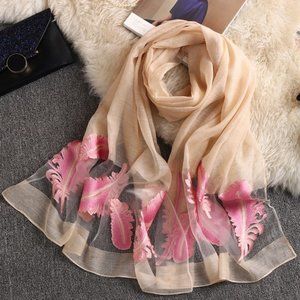 Stunning Feather cut out scarf shawl wrap burn out